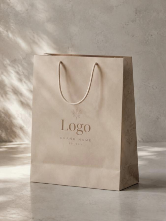 FSC-certified kraft paper bags with twisted handles for retail and food