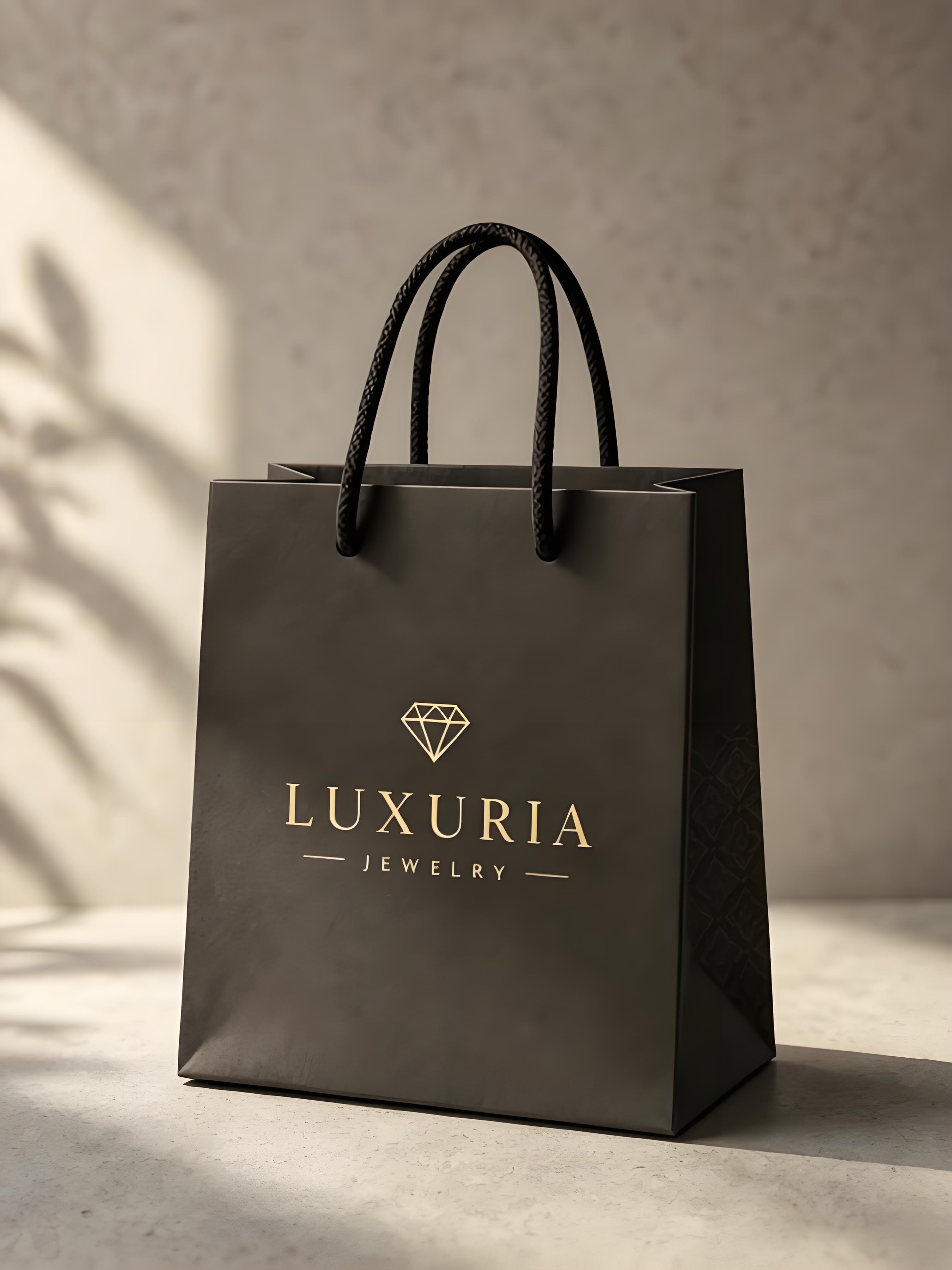 Custom luxury paper bags with coated art paper and ribbon handles