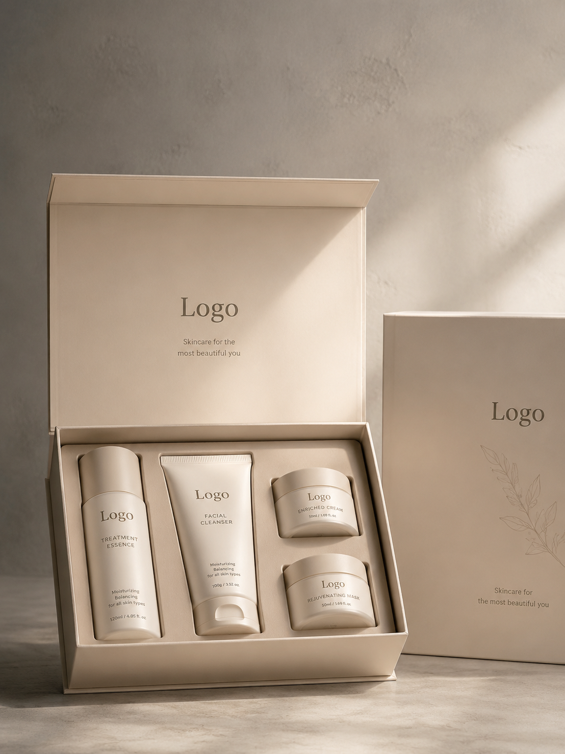 Lumen Skincare refill carton system in mono-material SBS