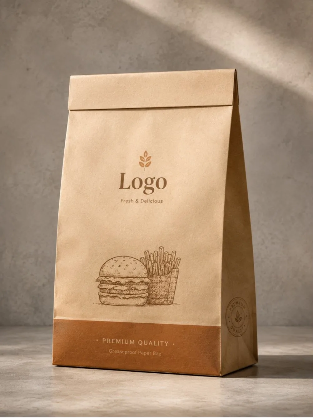 Custom takeaway paper bags with grease resistance for delivery